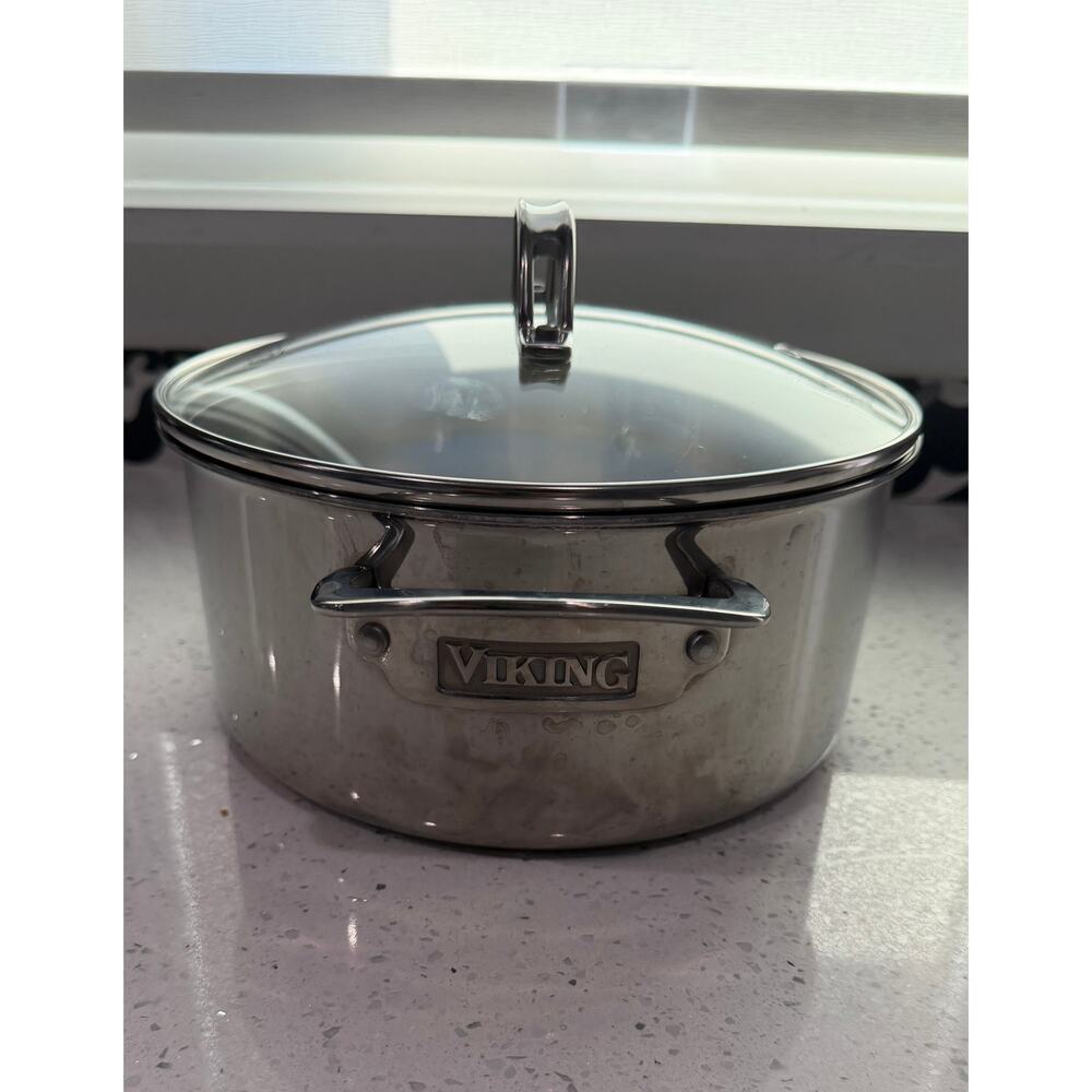 VIKING 3-Ply Stainless Steel 4Qt Stockpot w/ Glass Lid Professional Cookware - Picture 3 of 7